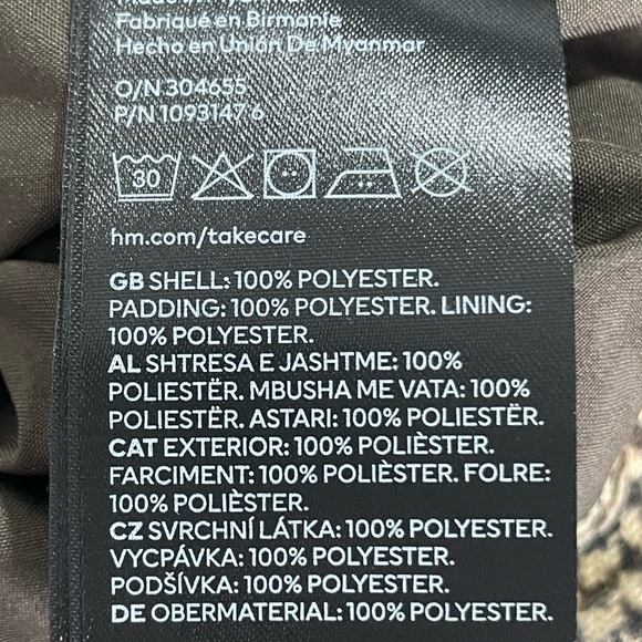 H&M Cropped Checkered Puffer Vest Brown Beige Orange Small - Picture 5 of 5